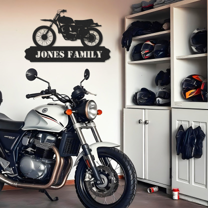 Custom Dirt Bike Metal Wall Art Sign, Personalized Vintage Motorcycle Garage Name Plaque, Retro Motocross Decor for Workshop, Home or Father's Day Gift