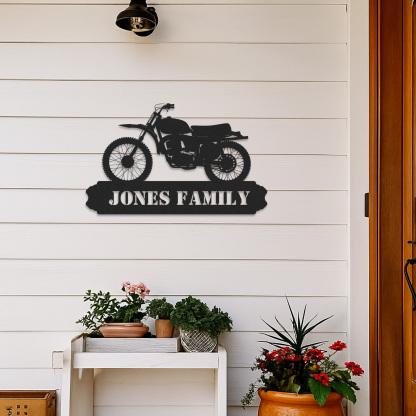 Custom Dirt Bike Metal Wall Art Sign, Personalized Vintage Motorcycle Garage Name Plaque, Retro Motocross Decor for Workshop, Home or Father's Day Gift