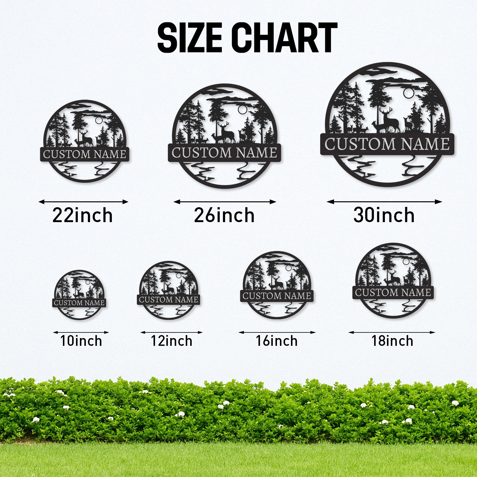 Personalized Wildlife Scene Sign, Deer Family Cabin Name Plaque, Rustic Forest Metal Decor