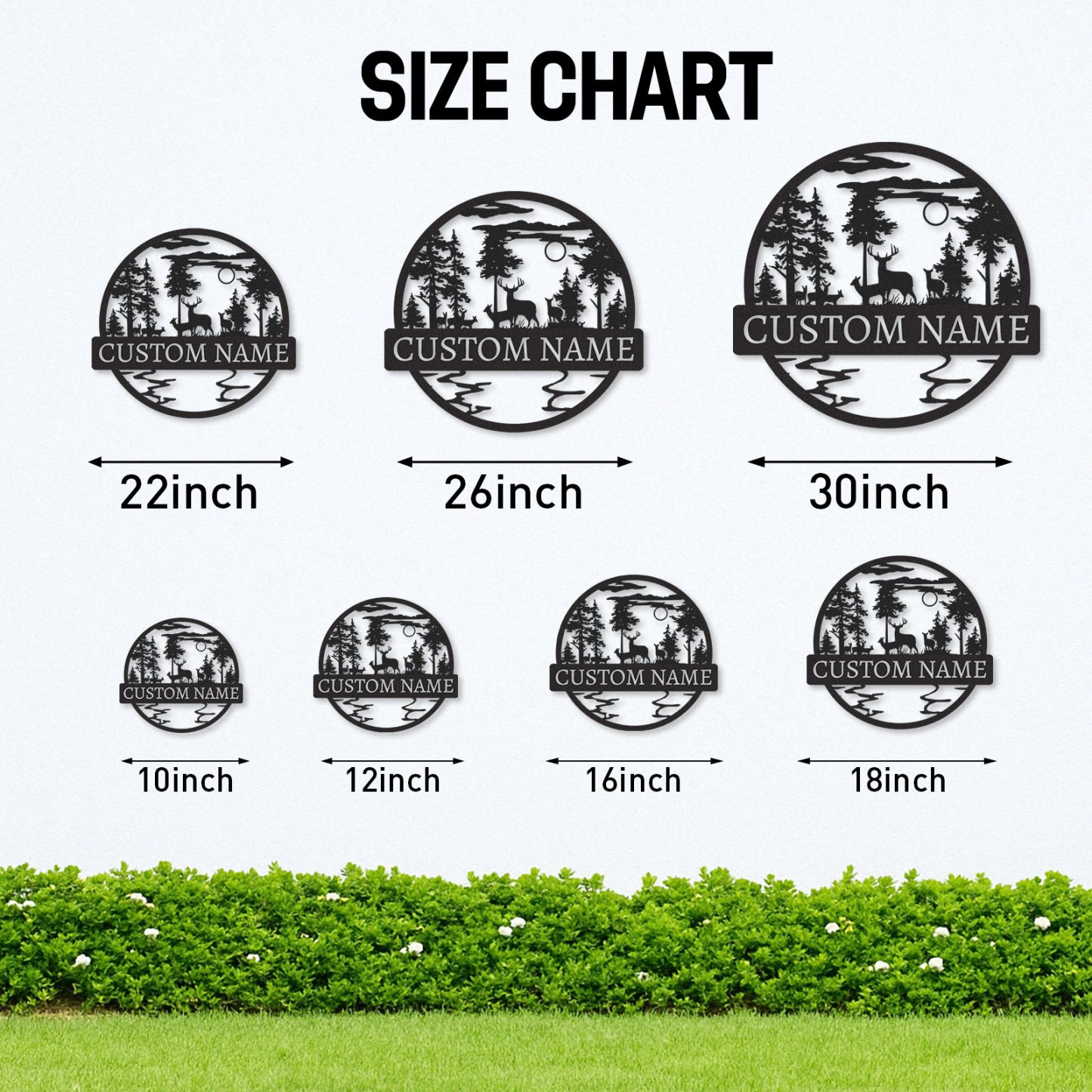 Personalized Wildlife Scene Sign, Deer Family Cabin Name Plaque, Rustic Forest Metal Decor