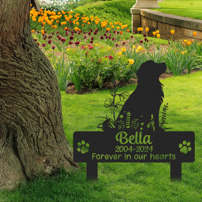 Golden Retriever Pet Memorial Garden Plaque, Custom Grave Stake with Name & Dates