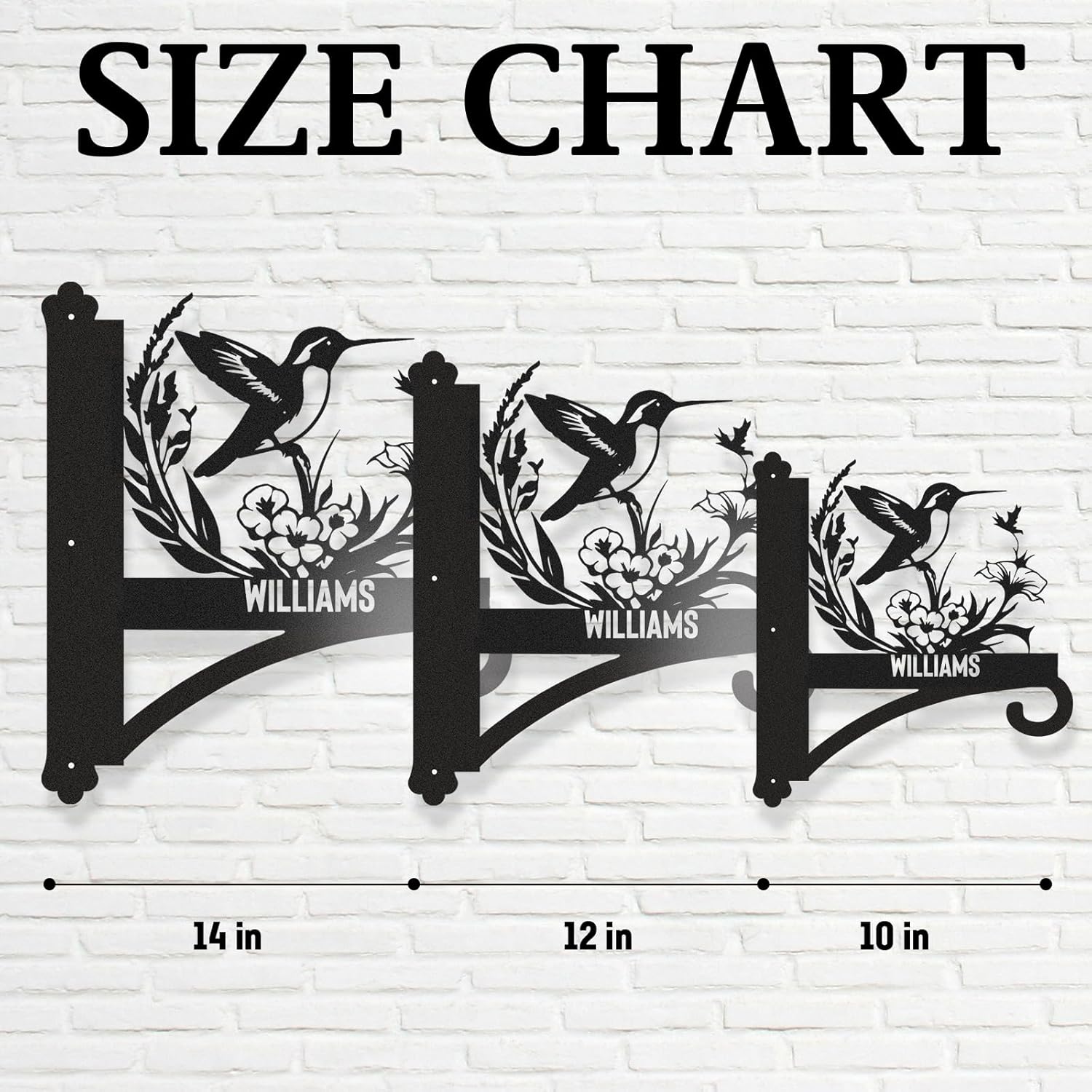 Personalized Iron Hanging Plant Bracket, Customizable Decorative Wall Plant Hanger Indoor Outdoor, Custom Name Bird Feeder Hook, Anti Rust Metal Hook for Wind Chimes Lantern