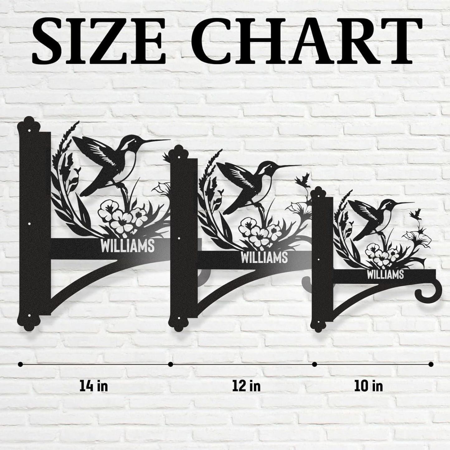 Personalized Iron Hanging Plant Bracket, Customizable Decorative Wall Plant Hanger Indoor Outdoor, Custom Name Bird Feeder Hook, Anti Rust Metal Hook for Wind Chimes Lantern