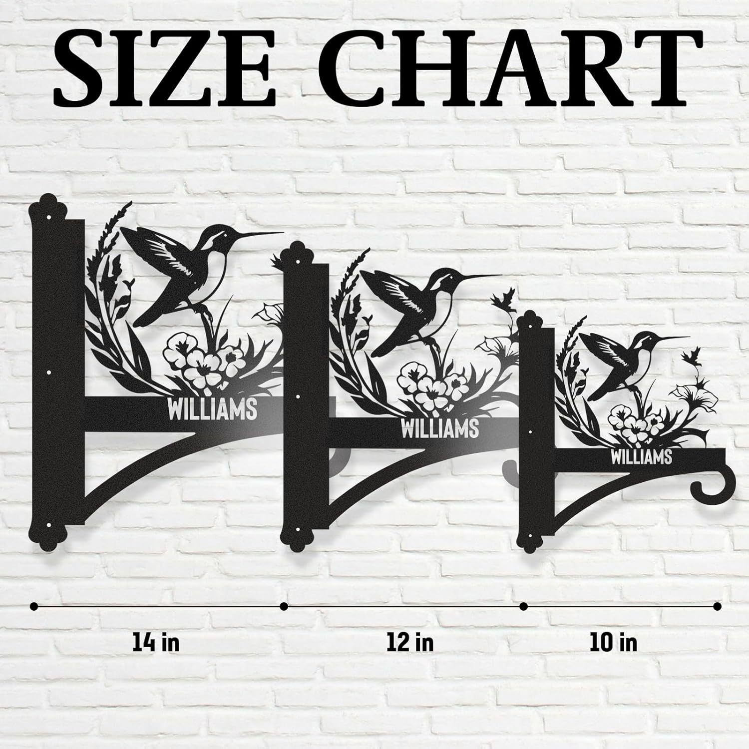 Personalized Iron Hanging Plant Bracket, Customizable Decorative Wall Plant Hanger Indoor Outdoor, Custom Name Bird Feeder Hook, Anti Rust Metal Hook for Wind Chimes Lantern