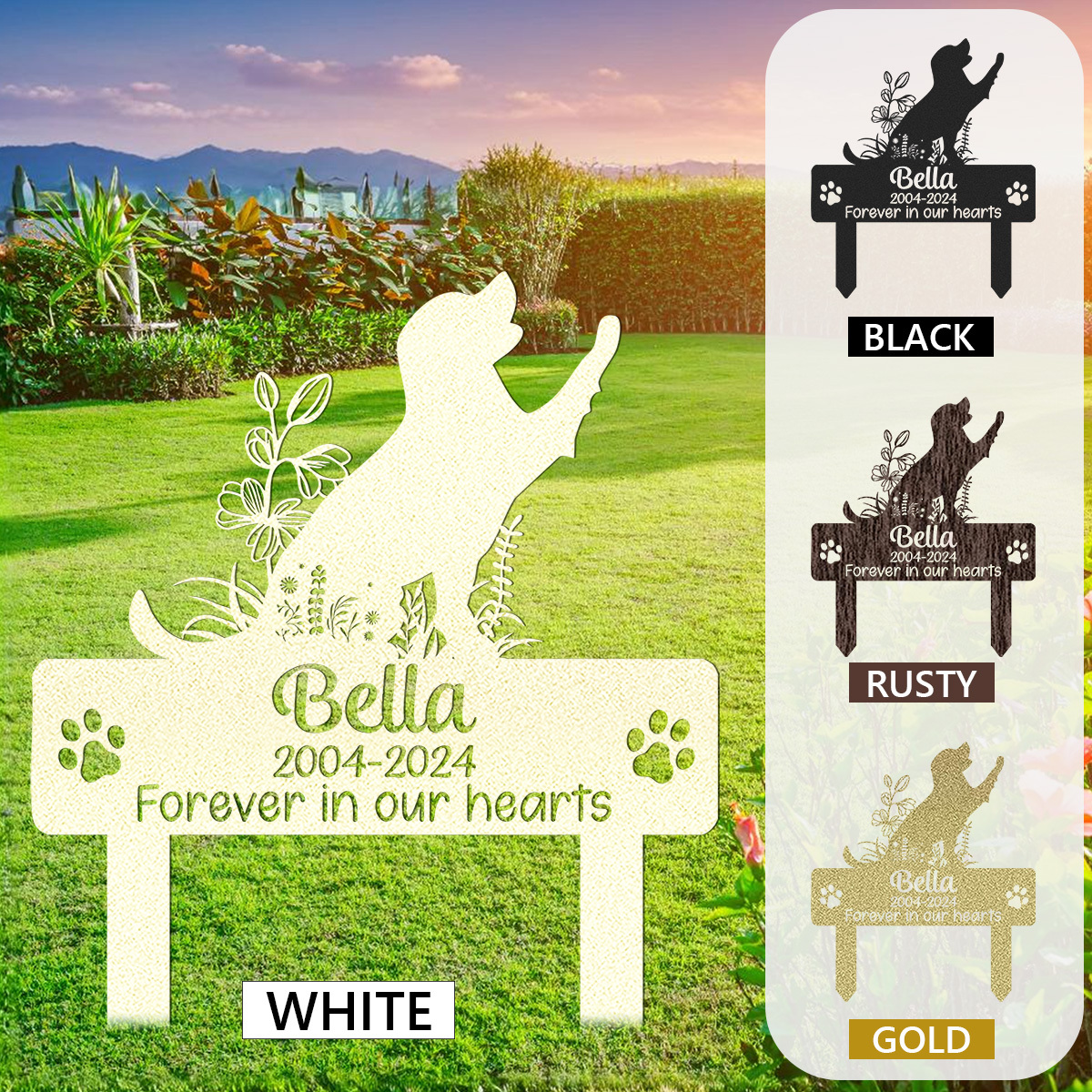 Custom Dog Memorial Garden Stake, Any Dog Breed Pet Loss Marker, Personalized Labrador Retrievers Outdoor Tribute Metal Sign, Sympathy Gift for Pet Owners