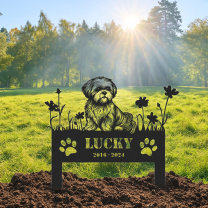 Custom Shih Tzu Dog Metal Memorial Garden Stake Personalized Pet Grave Marker Name Sign Remembrance Stake Decor Sympathy Dog Loss Gift Sign
