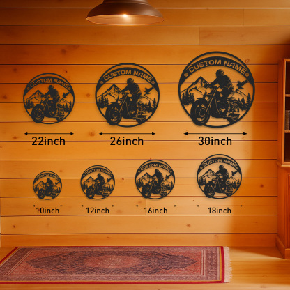 Custom Mountain Motorcycle Wall Art Sign, Personalized Biker Metal Decor with Forest and Eagle, Rustic Garage or Cabin Name Sign, Gift for Rider or Dad