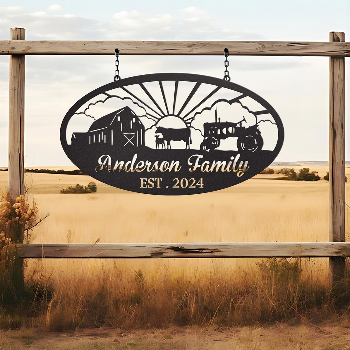 Personalized Farm House Metal Sign | Family Name Sign | Metal Wall Decor