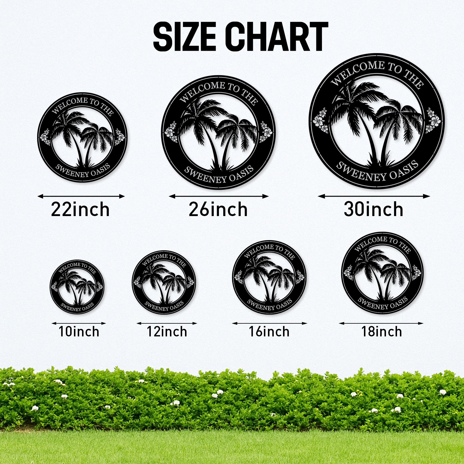 Custom Tropical Welcome Metal Sign, Personalized Palm Tree Wall Art with Family Name for Patio, Poolside, or Beach House Entry Decor