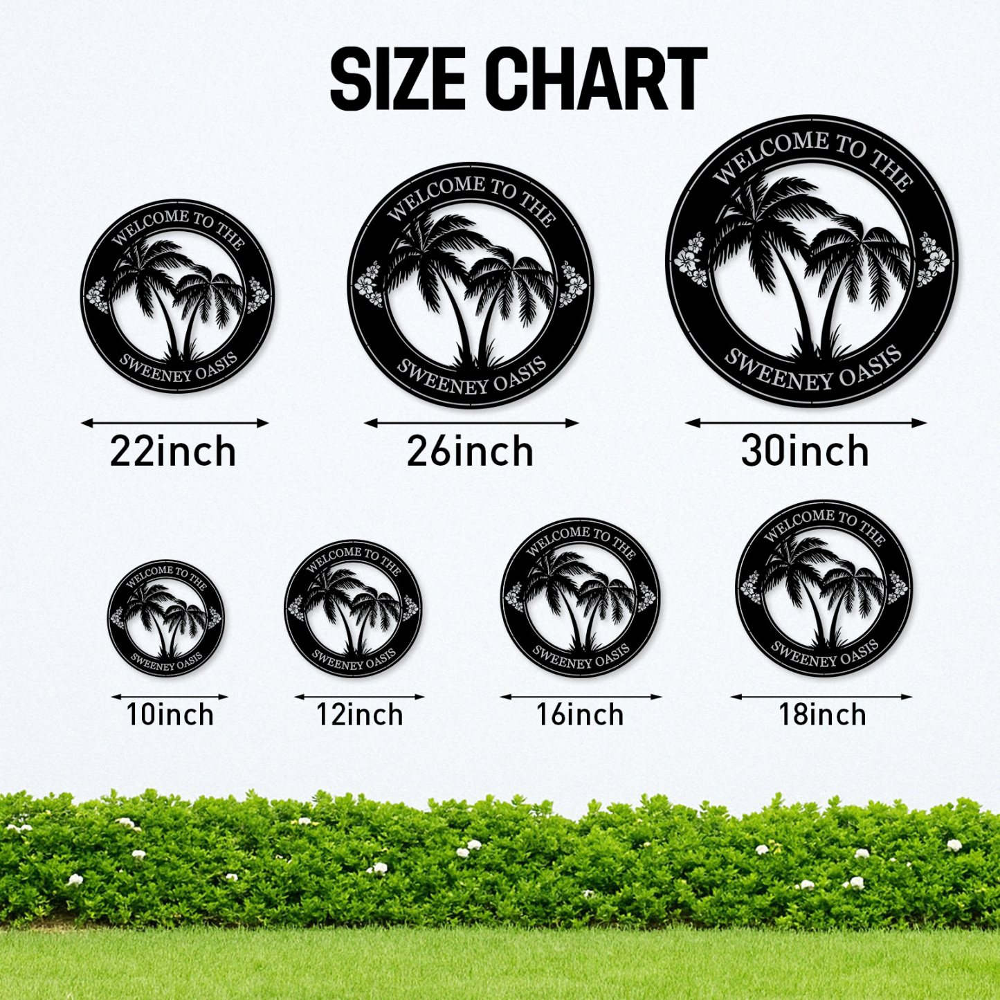 Custom Tropical Welcome Metal Sign, Personalized Palm Tree Wall Art with Family Name for Patio, Poolside, or Beach House Entry Decor