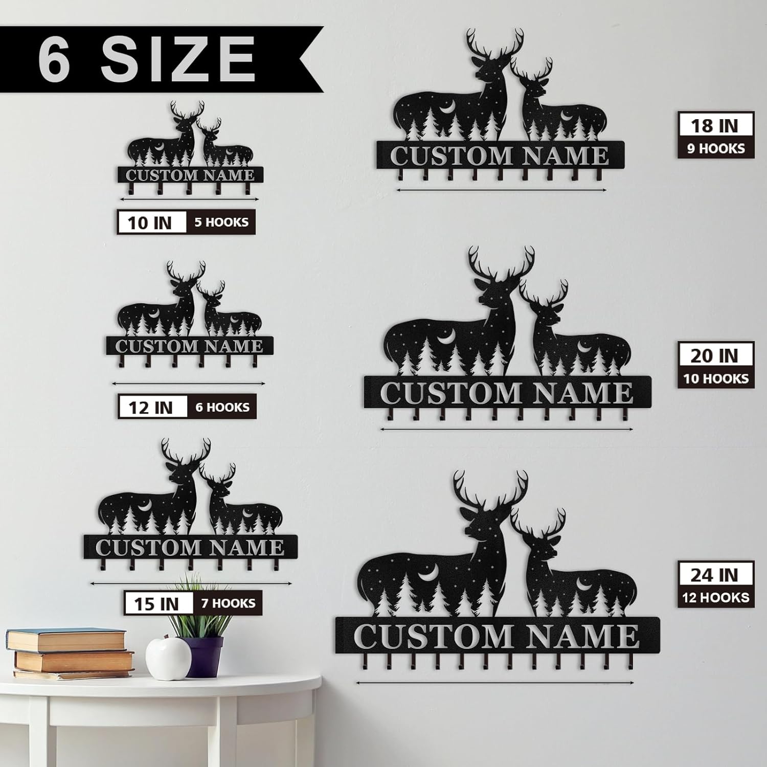 Custom Name Metal Key Holder Wall Mount, Organizer Rack for Home Entryway-MetalsignX