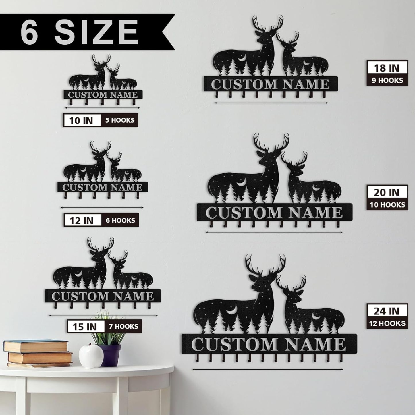 Custom Name Metal Key Holder Wall Mount, Organizer Rack for Home Entryway-MetalsignX