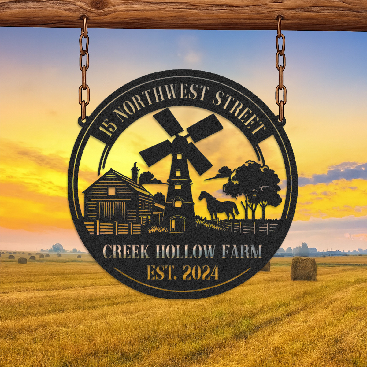 Custom Windmill Farm Sign, Custom Metal Farm Sign, Windmill Wall Decor, Farmhouse Decor, Custom Family Name Sign, Farmer Gift