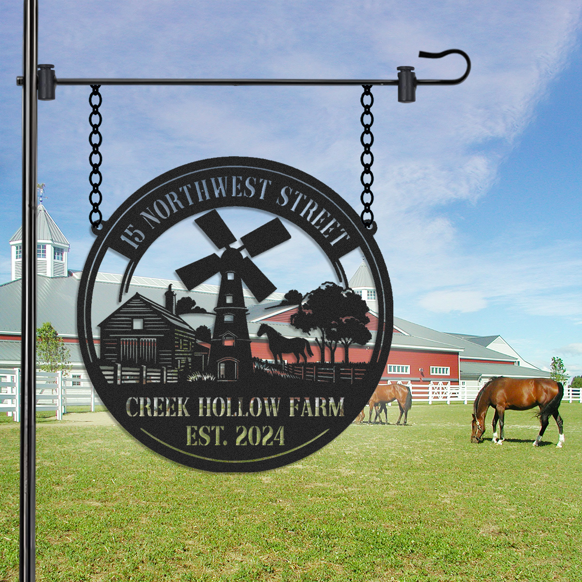 Custom Windmill Farm Sign, Custom Metal Farm Sign, Windmill Wall Decor, Farmhouse Decor, Custom Family Name Sign, Farmer Gift