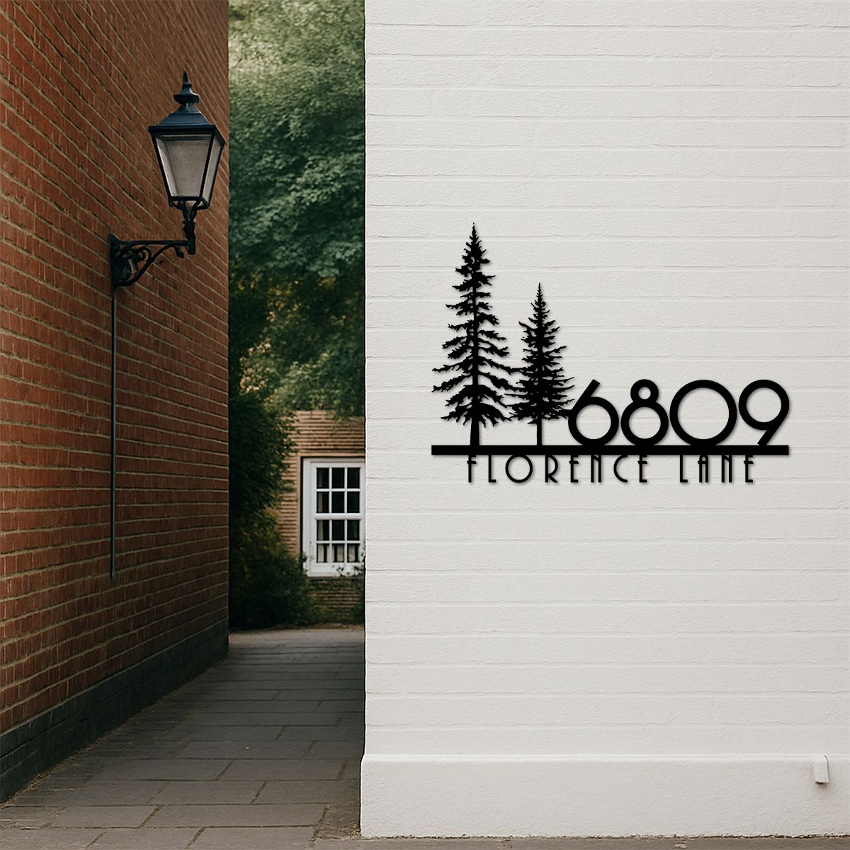 Custom Nature Wispy Pine Tree House Number Metal Address Sign Personalized Cedar Tree Home Number With Street Name Hanging Front Door Decor