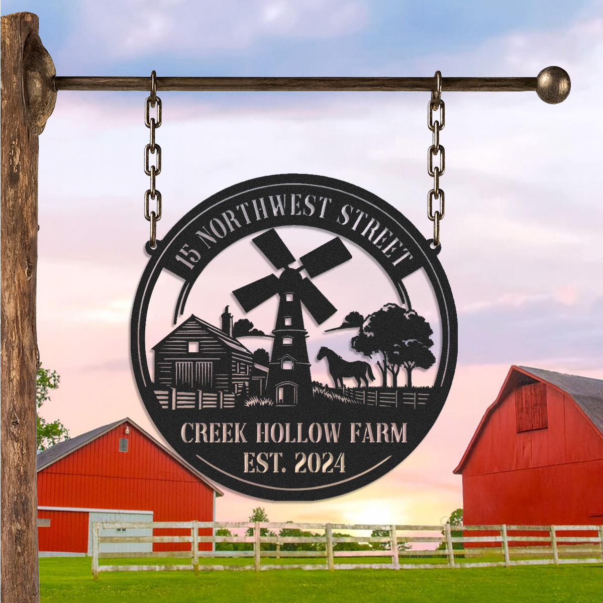 Custom Windmill Farm Sign, Custom Metal Farm Sign, Windmill Wall Decor, Farmhouse Decor, Custom Family Name Sign, Farmer Gift