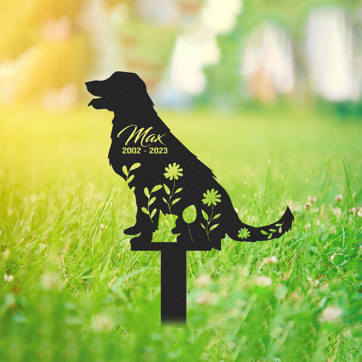 Personalized Golden Retriever Garden Stakes, Metal Yard Art, Dog Sympathy Gift, Custom Dog Memorial, Pet Loss Gift
