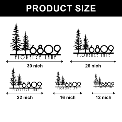 Custom Nature Wispy Pine Tree House Number Metal Address Sign Personalized Cedar Tree Home Number With Street Name Hanging Front Door Decor