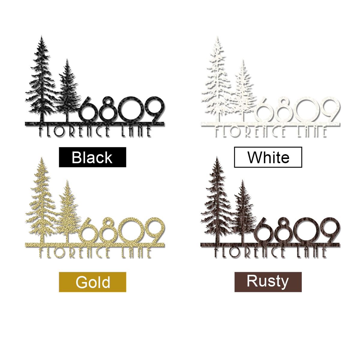 Custom Nature Wispy Pine Tree House Number Metal Address Sign Personalized Cedar Tree Home Number With Street Name Hanging Front Door Decor