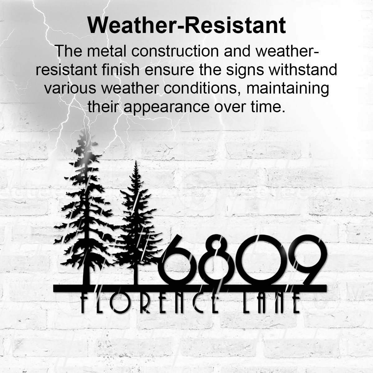 Custom Nature Wispy Pine Tree House Number Metal Address Sign Personalized Cedar Tree Home Number With Street Name Hanging Front Door Decor