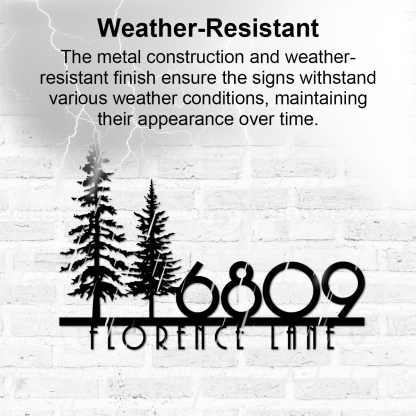 Custom Nature Wispy Pine Tree House Number Metal Address Sign Personalized Cedar Tree Home Number With Street Name Hanging Front Door Decor