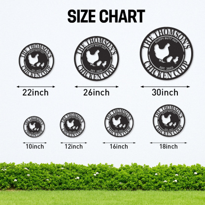 Funny Chicken Coop Sign Fluffy Butt Hut, Custom Round Metal Sign with Name and Year for Backyard Hens