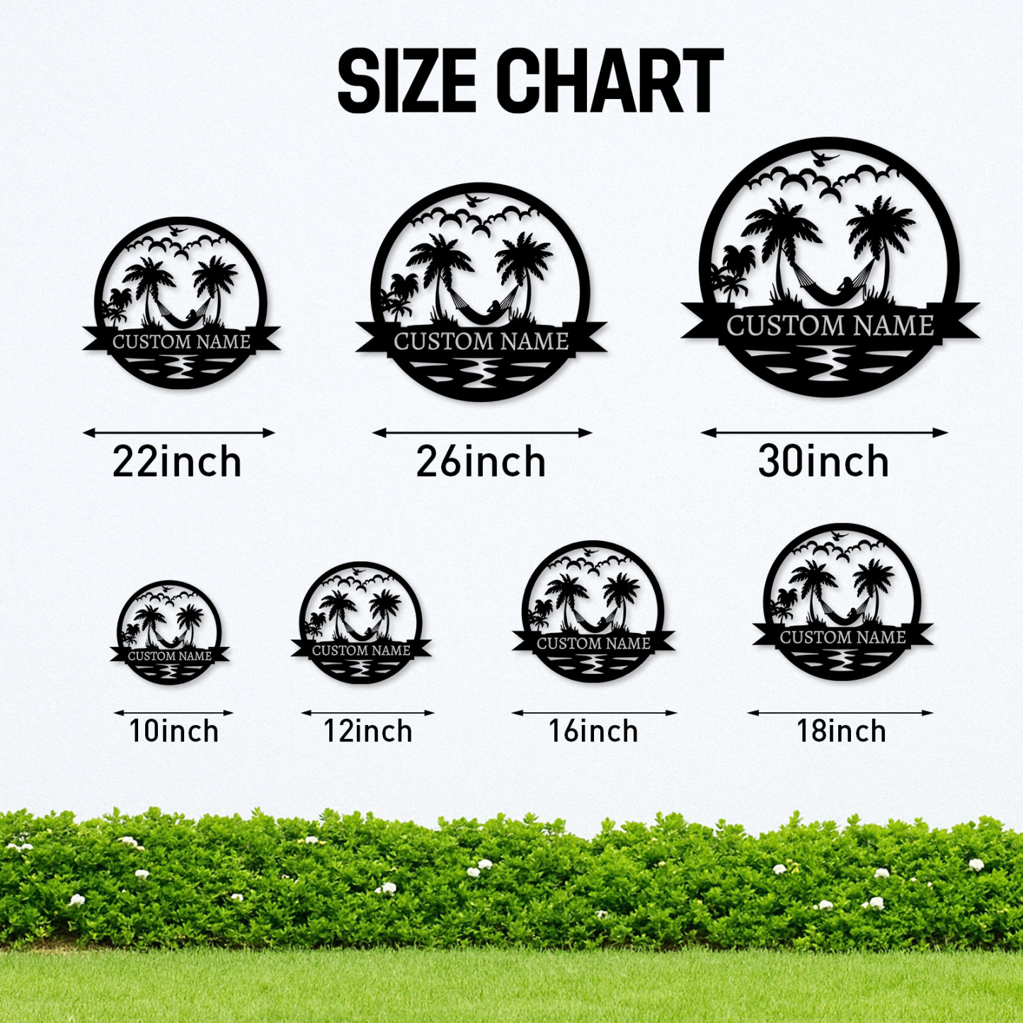 Custom Hammock Metal Sign, Personalized Tropical Palm Tree Wall Art for Beach House, Poolside, or Backyard Relaxation Decor