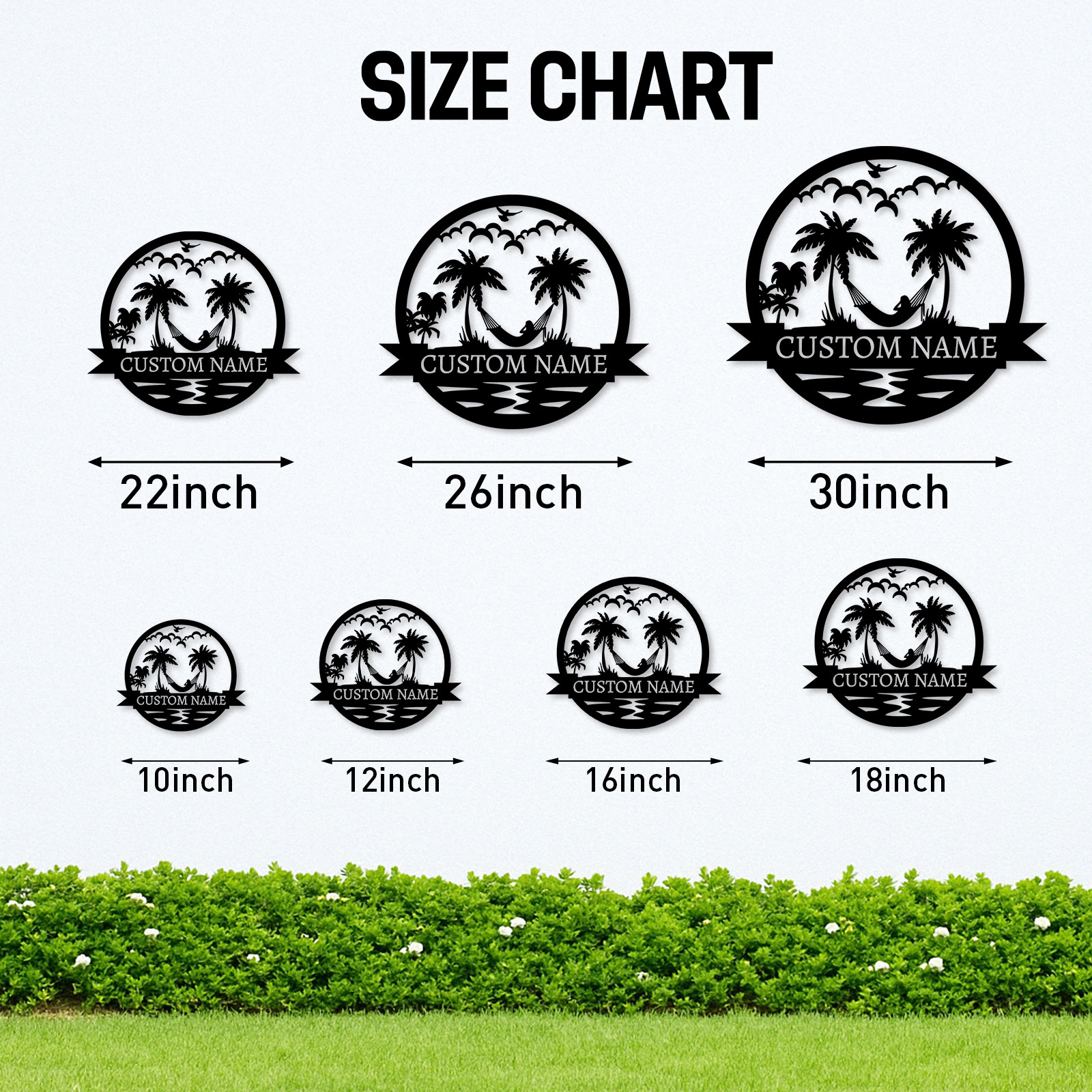 Custom Hammock Metal Sign, Personalized Tropical Palm Tree Wall Art for Beach House, Poolside, or Backyard Relaxation Decor