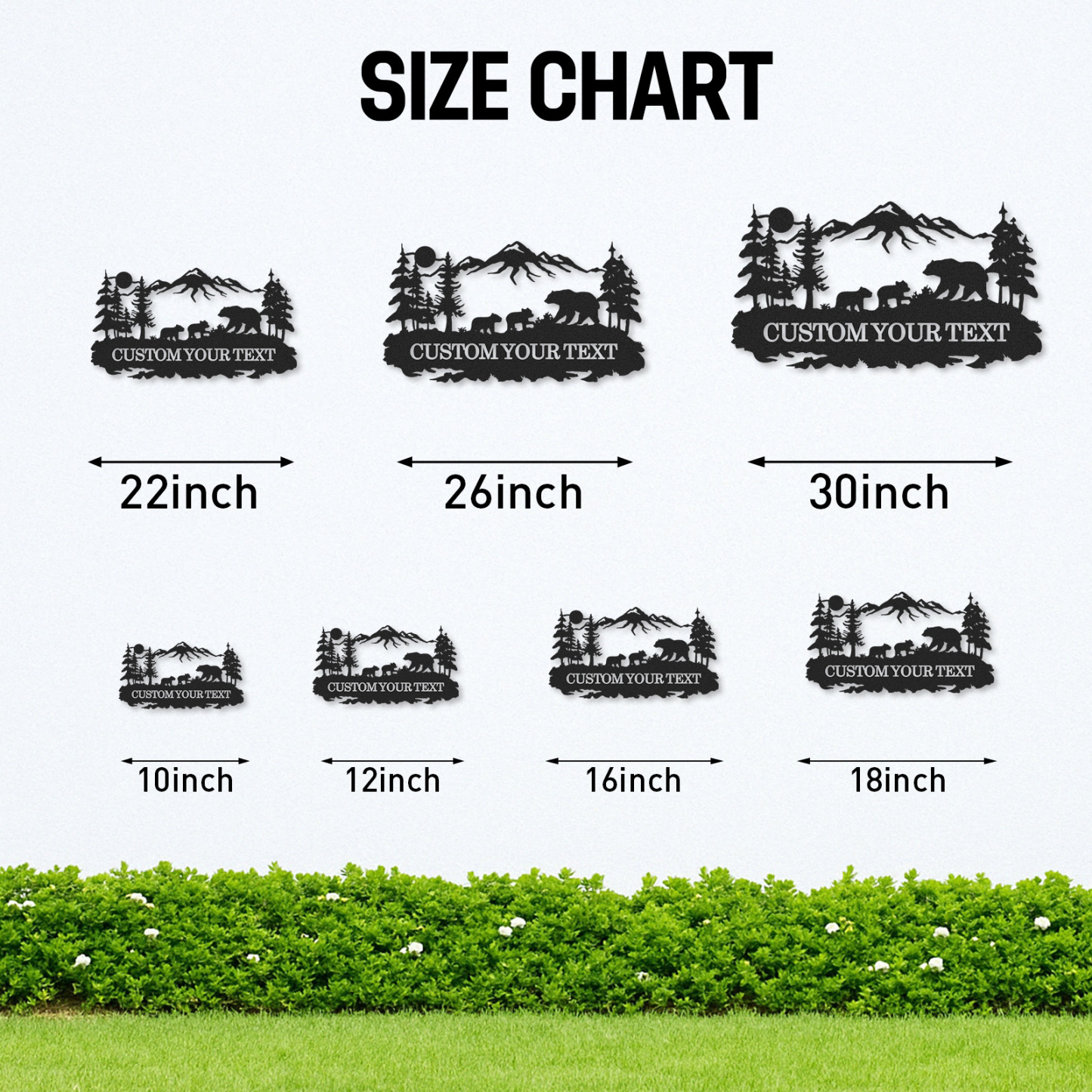 Personalized Bear Family Sign, Cabin Outdoor Wall Art, Custom Forest Metal Name Plaque