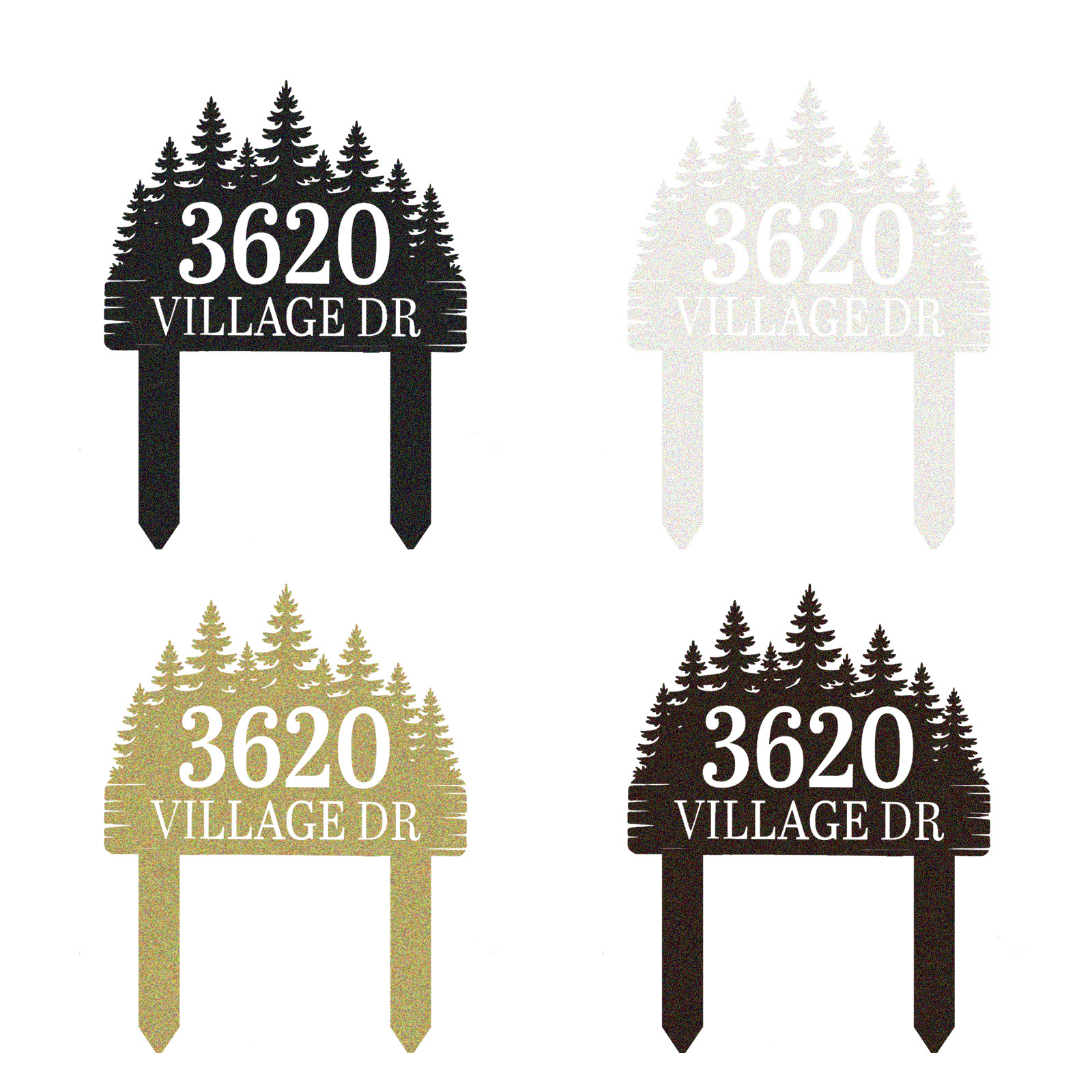 Custom Metal Address Sign,House Number Metal Decor,Metal House Number Sign,Pine Trees House Number Sign