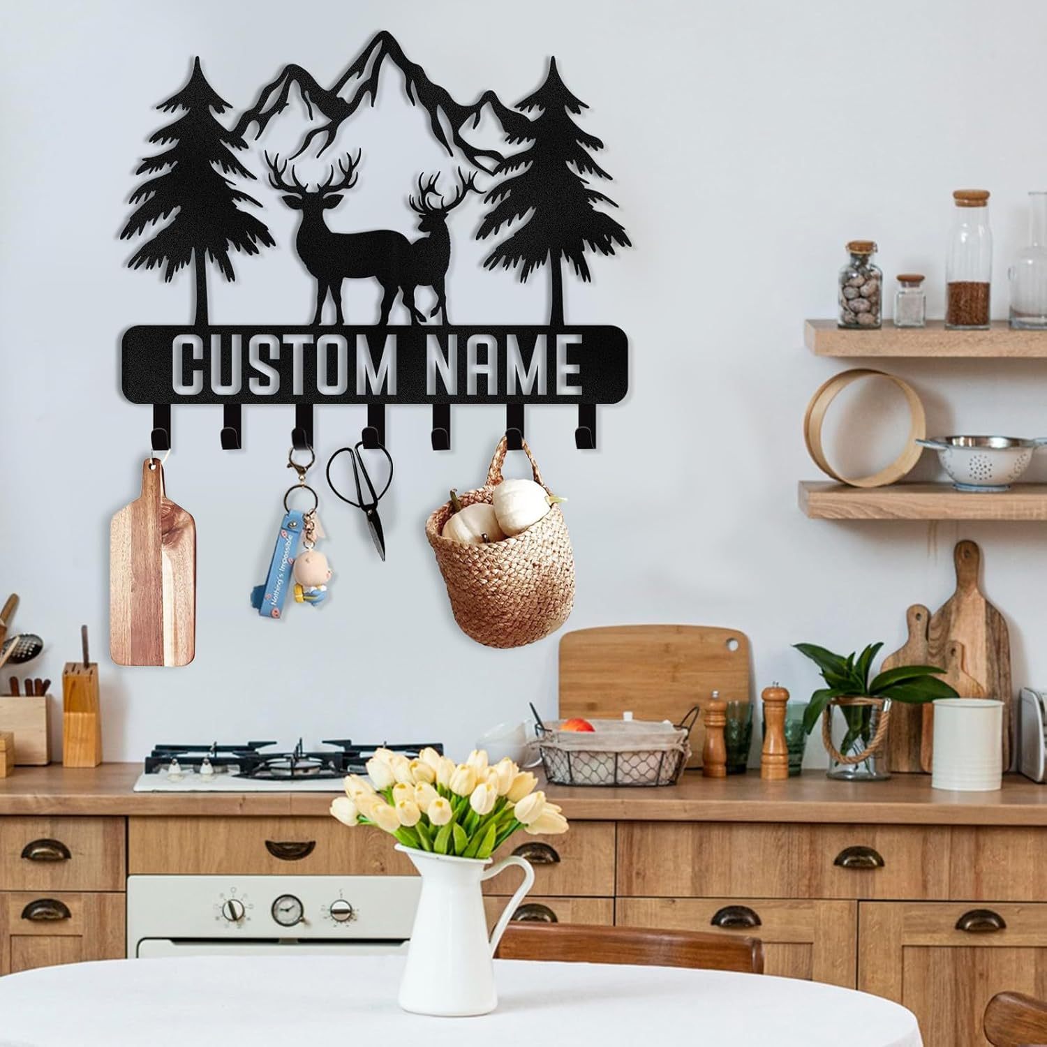 Personalized Key Holder for Wall, Custom Family Name Key Rack Holder-MetalsignX