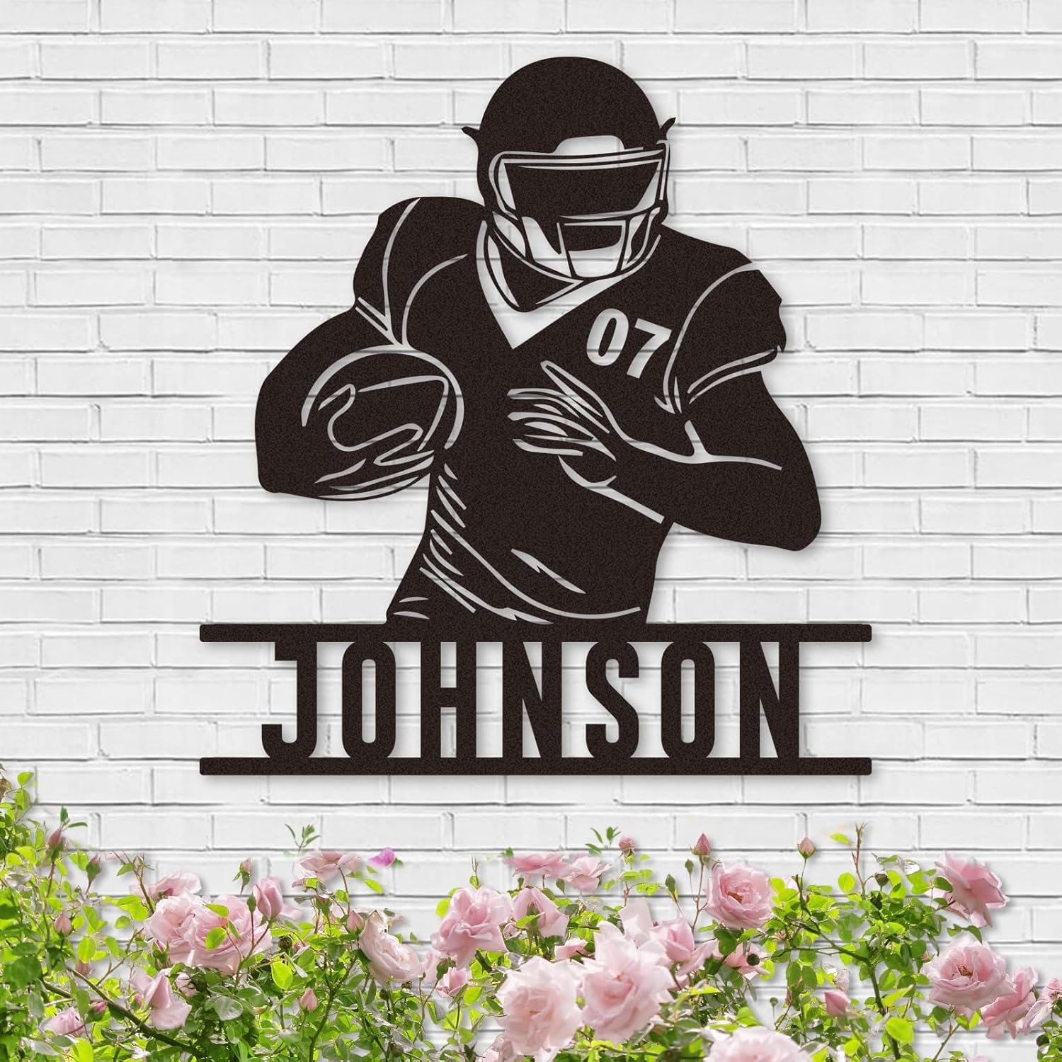 Custom Football Sign Metal Wall Art, American Football Player Hanging Sign Outdoor Metal-MetalsignX