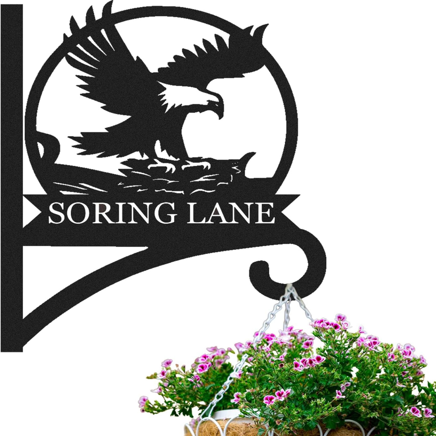 Personalized Eagle Hanging Plant Bracket, Customizable Decorative Wall Plant Hanger Indoor Outdoor-MetalsignX
