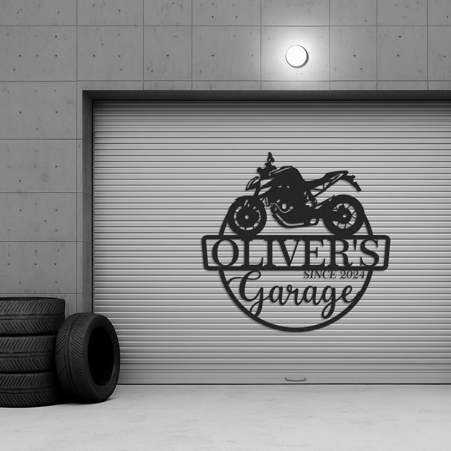 Custom Sport Motorcycle Garage Sign, Personalized Metal Garage Wall Art with Name and Year, Gift for Biker, Mechanic, or Motorcycle Lover