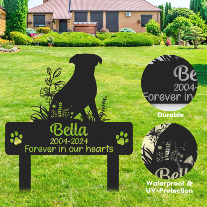 Custom Pet Memorial Garden Stake, Personalized Golden Retriever Silhouette Grave Marker with Name and Years, Outdoor Tribute Sign for Beloved Pets