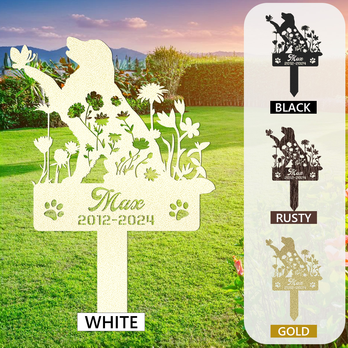 Personalized Dog Memorial Stake, Golden Retriever Memorial, Loss of Dog Gift, Golden Retriever Metal Grave Marker