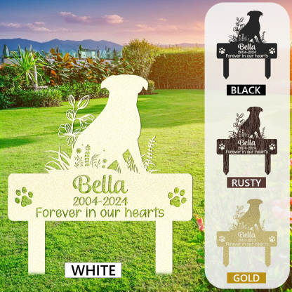 Custom Pet Memorial Garden Stake, Personalized Golden Retriever Silhouette Grave Marker with Name and Years, Outdoor Tribute Sign for Beloved Pets
