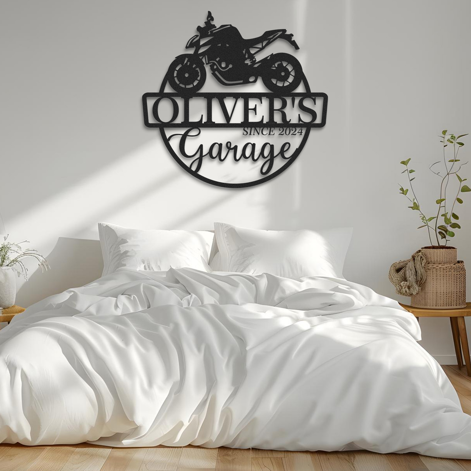 Custom Sport Motorcycle Garage Sign, Personalized Metal Garage Wall Art with Name and Year, Gift for Biker, Mechanic, or Motorcycle Lover