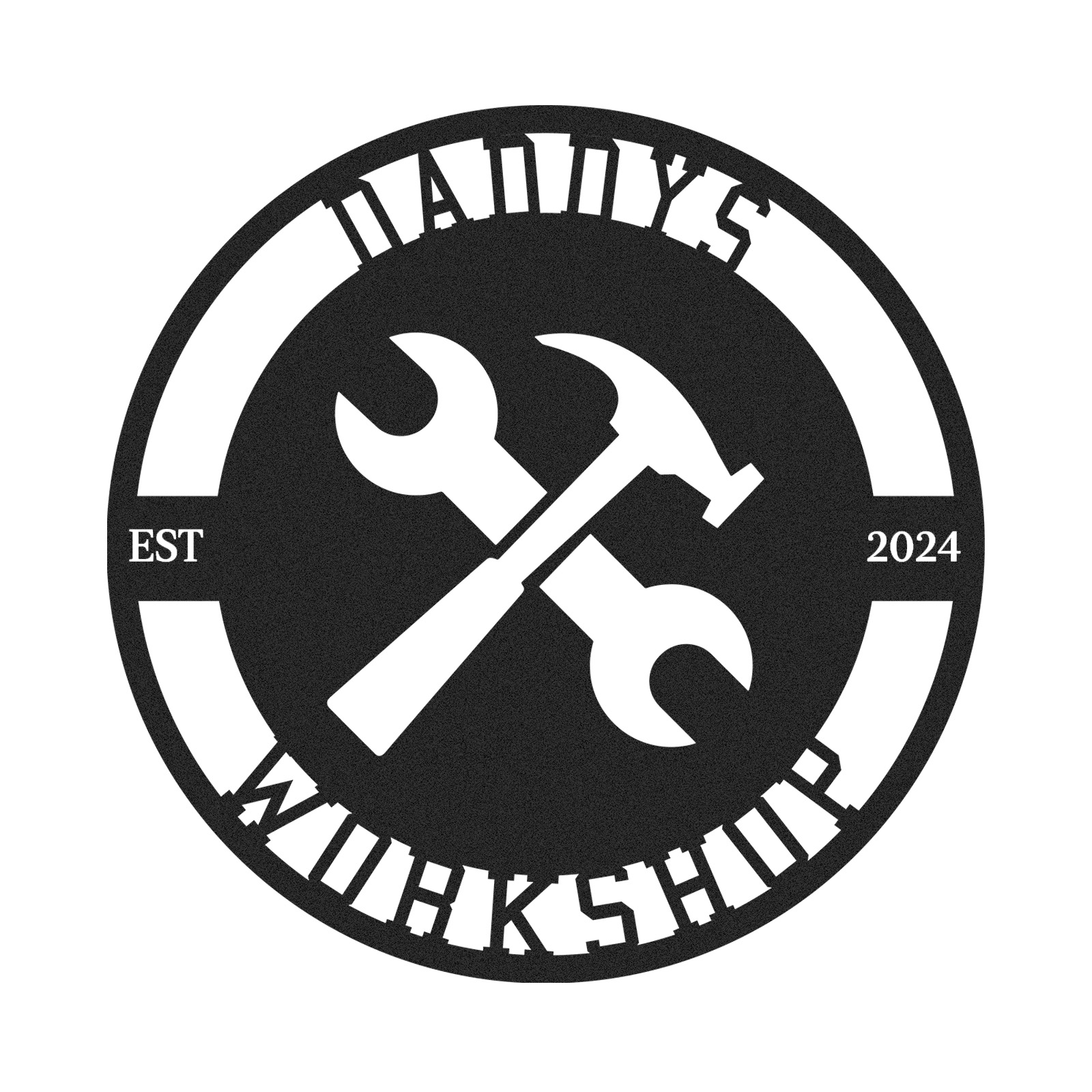 Custom Daddy's Workshop Sign, Personalized Metal Garage Sign with Tools, Round Metal Decor for Dad's Shop, Father's Day Gift for Handy Dads