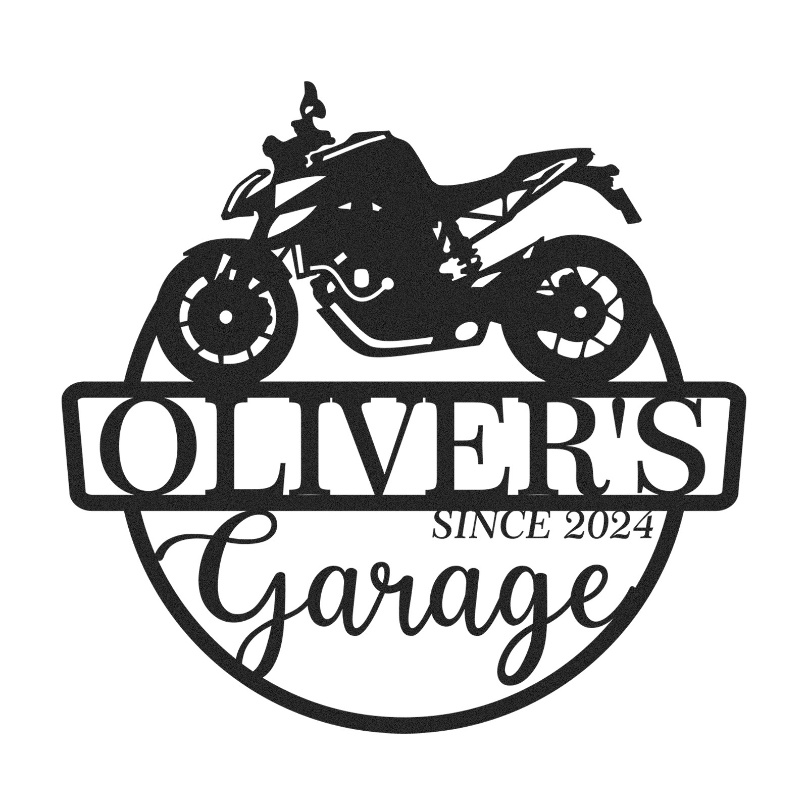 Custom Sport Motorcycle Garage Sign, Personalized Metal Garage Wall Art with Name and Year, Gift for Biker, Mechanic, or Motorcycle Lover