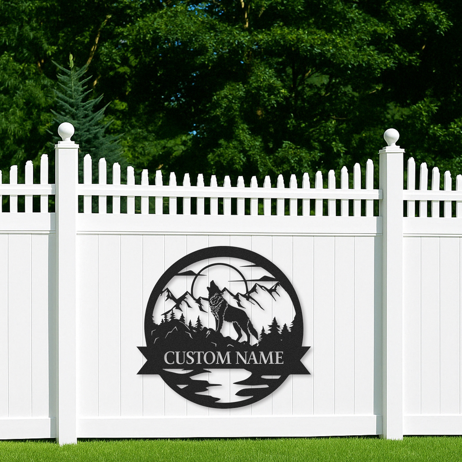 Wolf Metal Sign, Custom Cabin Wall Decor, Personalized Howling Wolf Wilderness Art