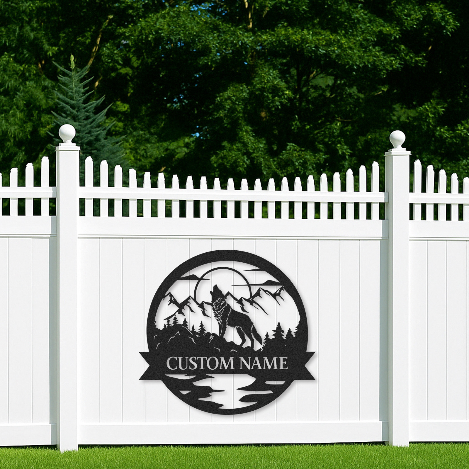 Wolf Metal Sign, Custom Cabin Wall Decor, Personalized Howling Wolf Wilderness Art