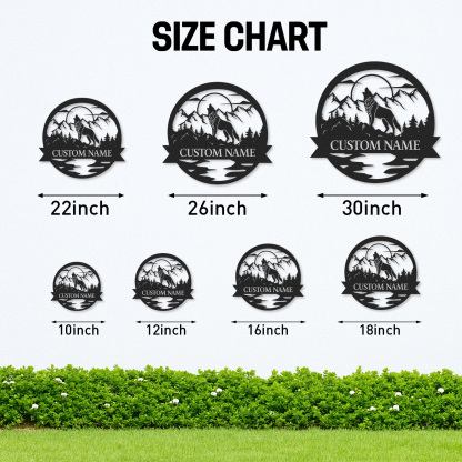 Wolf Metal Sign, Custom Cabin Wall Decor, Personalized Howling Wolf Wilderness Art