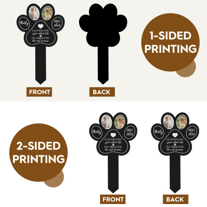 Custom Pet Paw Print Memorial Garden Stake, Personalized Multi-Photo Grave Marker with Name, Dates and Remembrance Quote