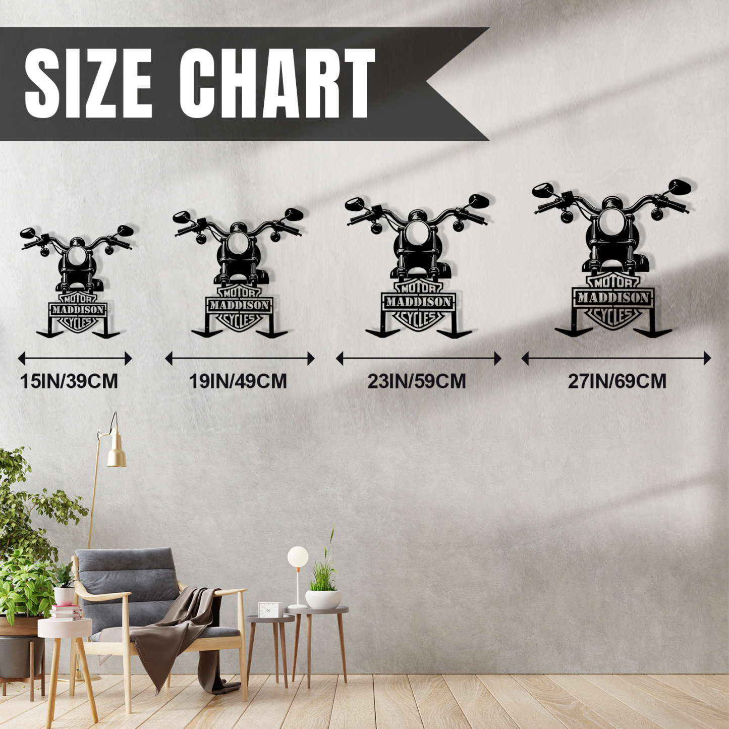 Personalized Motorcycle Helmet Holder Wall Mount with Handlebar Design, Custom Name Metal Hanger with Hooks for Helmet, Jacket, Garage Wall Art Decor