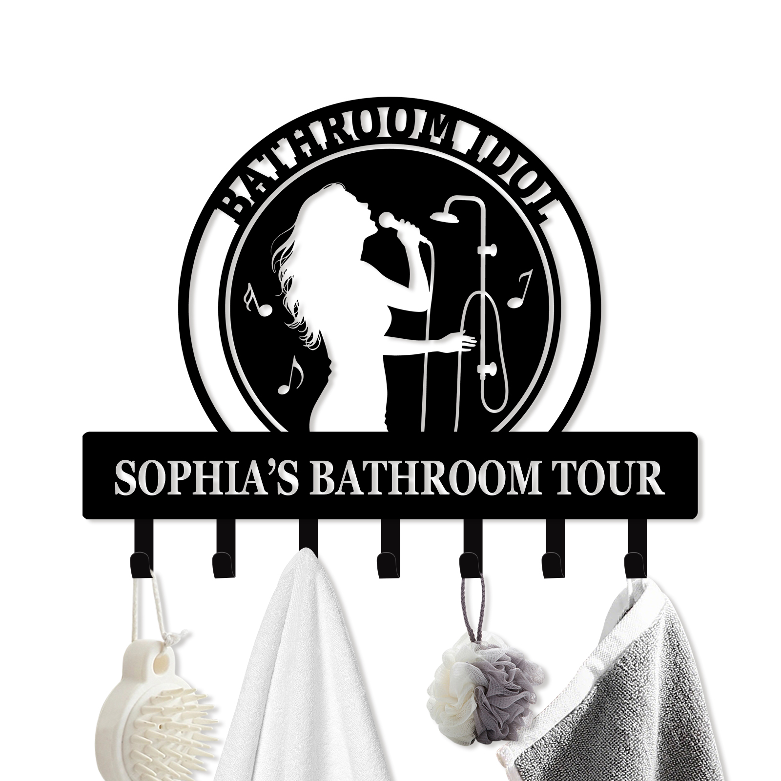 Personalized Towel Hooks, Hand Towel Holder for Bathroom, Robe Hanger 