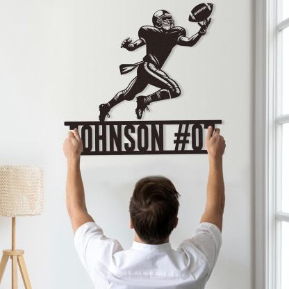Personalized Football Metal Sign, Metal Signs Customized, Custom Ball Football Metal Wall Art, Custom Signs Outdoor Metal, Custom Name Sign Football Room Decor for Boys
