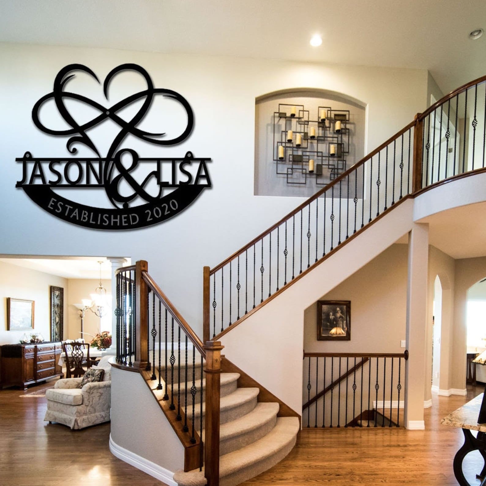 Custom Handmade Wedding Metal Sign of Name with Heart and Infinity-MetalsignX