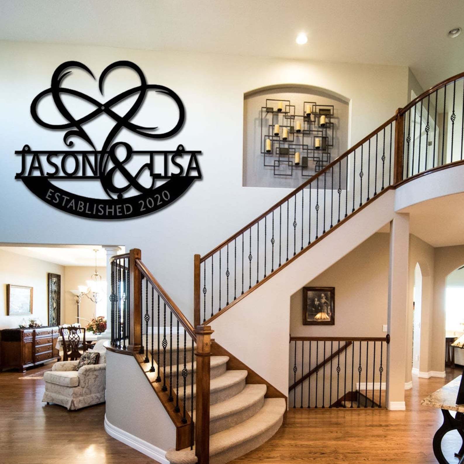 Custom Handmade Wedding Metal Sign of Name with Heart and Infinity-MetalsignX