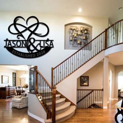 Custom Handmade Wedding Metal Sign of Name with Heart and Infinity-MetalsignX